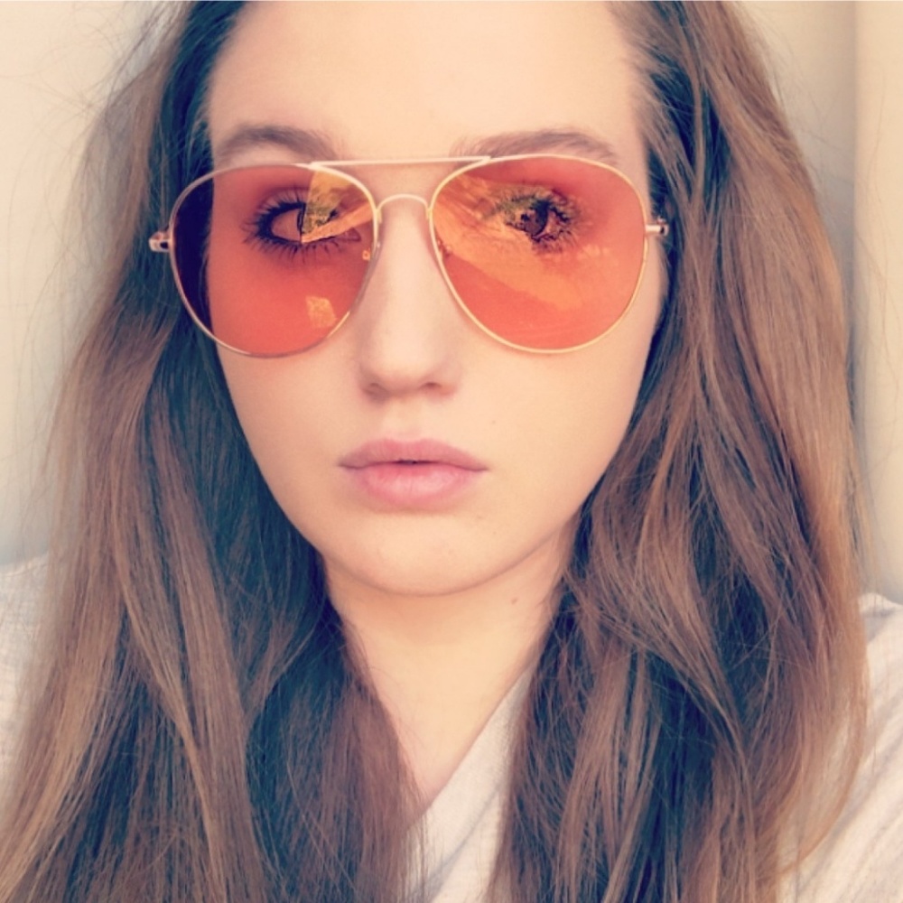 🔴LAST PAIR ORANGE colored aviator sunglasses - Picture 2 of 5